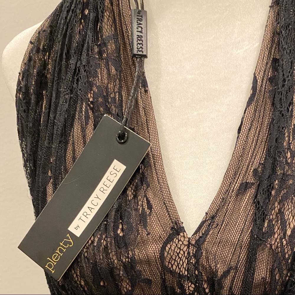 PLENTY by Tracy Reese baby doll halter dress, black lace over nude/SIZE L/NWT - Picture 3 of 8